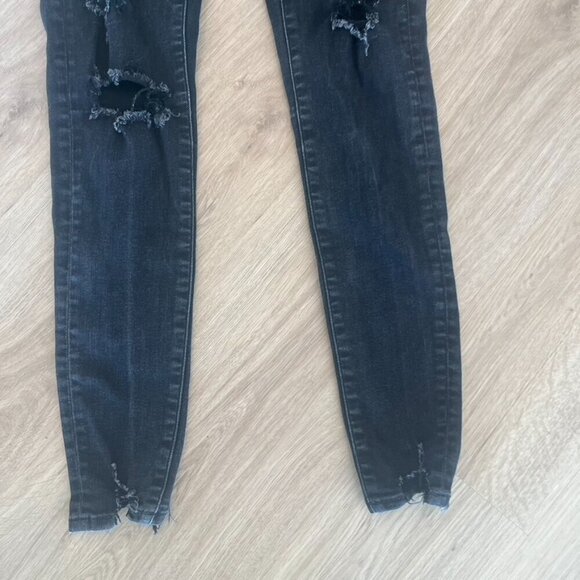 American Eagle Black Distressed High Rise Jegging Women's 0 Regular - Picture 2 of 10